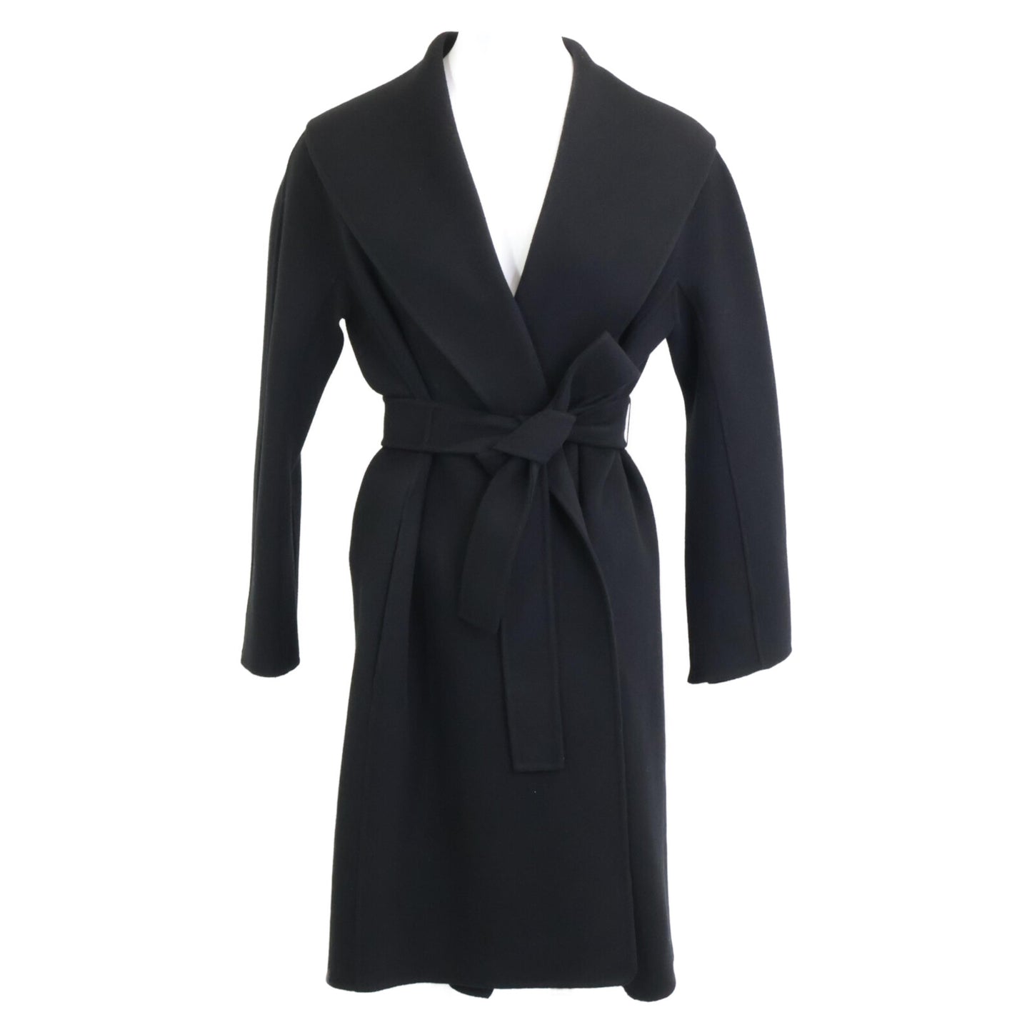 S MaxMara エスマックスマーラ ﾌﾞﾗｯｸ 42124 ﾒｯｼ ﾋﾟｭｱ ｳﾞｧｰｼﾞﾝｳｰﾙ ﾀﾞﾌﾞﾙﾌｪｲｽｺｰﾄ コート 36