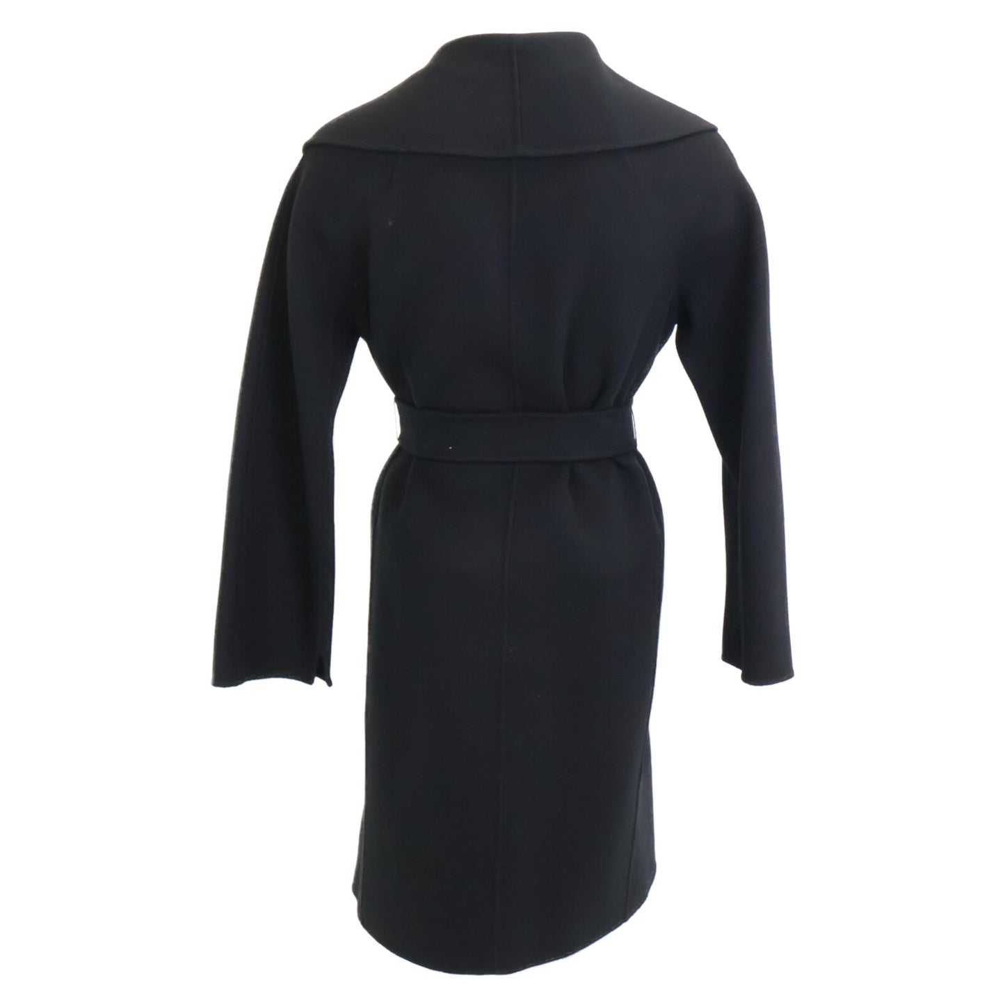 S MaxMara エスマックスマーラ ﾌﾞﾗｯｸ 42124 ﾒｯｼ ﾋﾟｭｱ ｳﾞｧｰｼﾞﾝｳｰﾙ ﾀﾞﾌﾞﾙﾌｪｲｽｺｰﾄ コート 36