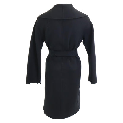 S MaxMara エスマックスマーラ ﾌﾞﾗｯｸ 42124 ﾒｯｼ ﾋﾟｭｱ ｳﾞｧｰｼﾞﾝｳｰﾙ ﾀﾞﾌﾞﾙﾌｪｲｽｺｰﾄ コート 36