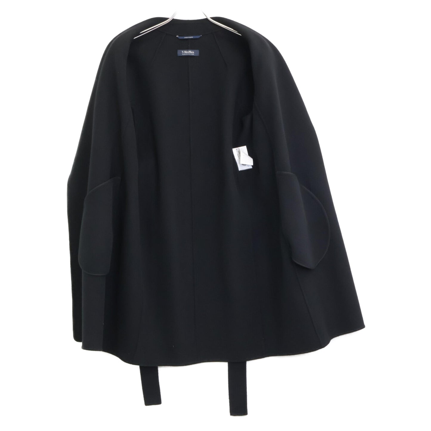 S MaxMara エスマックスマーラ ﾌﾞﾗｯｸ 42124 ﾒｯｼ ﾋﾟｭｱ ｳﾞｧｰｼﾞﾝｳｰﾙ ﾀﾞﾌﾞﾙﾌｪｲｽｺｰﾄ コート 36