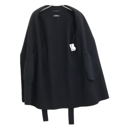 S MaxMara エスマックスマーラ ﾌﾞﾗｯｸ 42124 ﾒｯｼ ﾋﾟｭｱ ｳﾞｧｰｼﾞﾝｳｰﾙ ﾀﾞﾌﾞﾙﾌｪｲｽｺｰﾄ コート 36