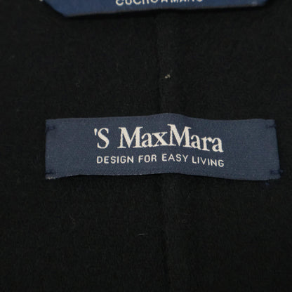 S MaxMara エスマックスマーラ ﾌﾞﾗｯｸ 42124 ﾒｯｼ ﾋﾟｭｱ ｳﾞｧｰｼﾞﾝｳｰﾙ ﾀﾞﾌﾞﾙﾌｪｲｽｺｰﾄ コート 36