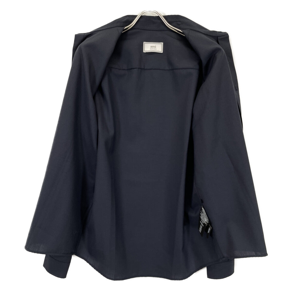 AMI PARIS アミパリス ﾈｲﾋﾞｰ H18C001.218 ｳｰﾙ100 ﾛﾝｸﾞｽﾘｰﾌﾞ ｼｬﾂ トップス 41