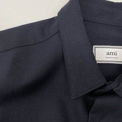 AMI PARIS アミパリス ﾈｲﾋﾞｰ H18C001.218 ｳｰﾙ100 ﾛﾝｸﾞｽﾘｰﾌﾞ ｼｬﾂ トップス 41