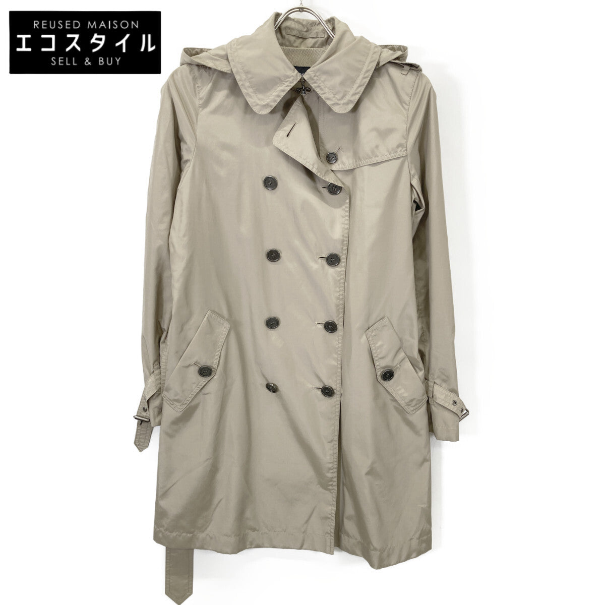 BURBERRY LONDON バーバリーロンドン ﾍﾞｰｼﾞｭ FRD59-370-40 ﾅｲﾛﾝ ﾄﾚﾝﾁｺｰﾄ コート 38