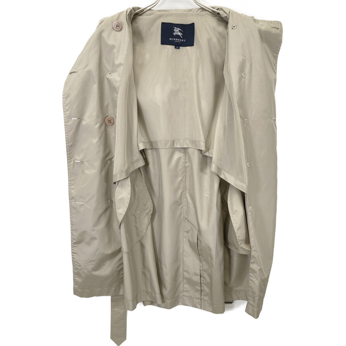 BURBERRY LONDON バーバリーロンドン ﾍﾞｰｼﾞｭ FRD59-370-40 ﾅｲﾛﾝ ﾄﾚﾝﾁｺｰﾄ コート 38