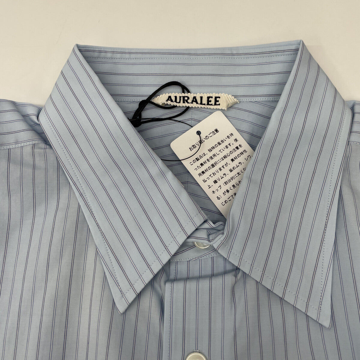 AURALEE オーラリー ﾌﾞﾙｰ SUVIN HIGH COUNT CLOTH ｽﾄﾗｲﾌﾟｼｬﾂ トップス 5