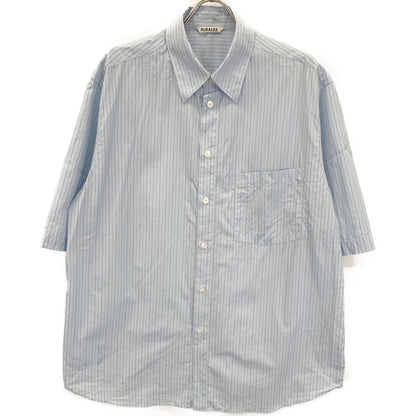 AURALEE オーラリー ﾌﾞﾙｰ SUVIN HIGH COUNT CLOTH ｽﾄﾗｲﾌﾟﾊｰﾌｽﾘｰﾌﾞｼｬﾂ トップス 5