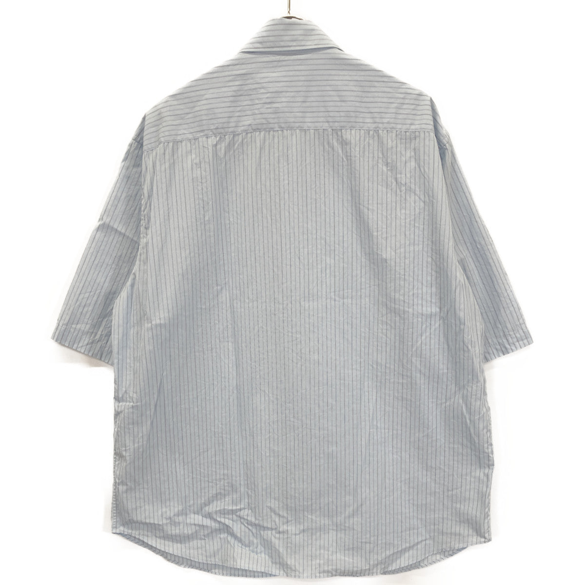 AURALEE オーラリー ﾌﾞﾙｰ SUVIN HIGH COUNT CLOTH ｽﾄﾗｲﾌﾟﾊｰﾌｽﾘｰﾌﾞｼｬﾂ トップス 5