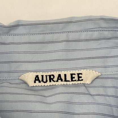 AURALEE オーラリー ﾌﾞﾙｰ SUVIN HIGH COUNT CLOTH ｽﾄﾗｲﾌﾟﾊｰﾌｽﾘｰﾌﾞｼｬﾂ トップス 5