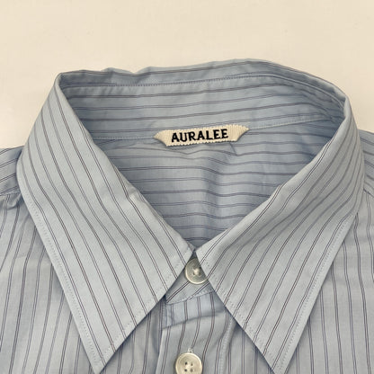 AURALEE オーラリー ﾌﾞﾙｰ SUVIN HIGH COUNT CLOTH ｽﾄﾗｲﾌﾟﾊｰﾌｽﾘｰﾌﾞｼｬﾂ トップス 5