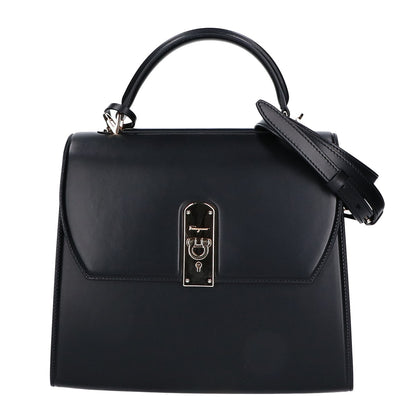 Salvatore Ferragamo サルヴァトーレフェラガモ 新品同様 Boxyz ラージ ボクシィズ ガンチーニ金具 2WAY トップハンドル ハンドバッグ