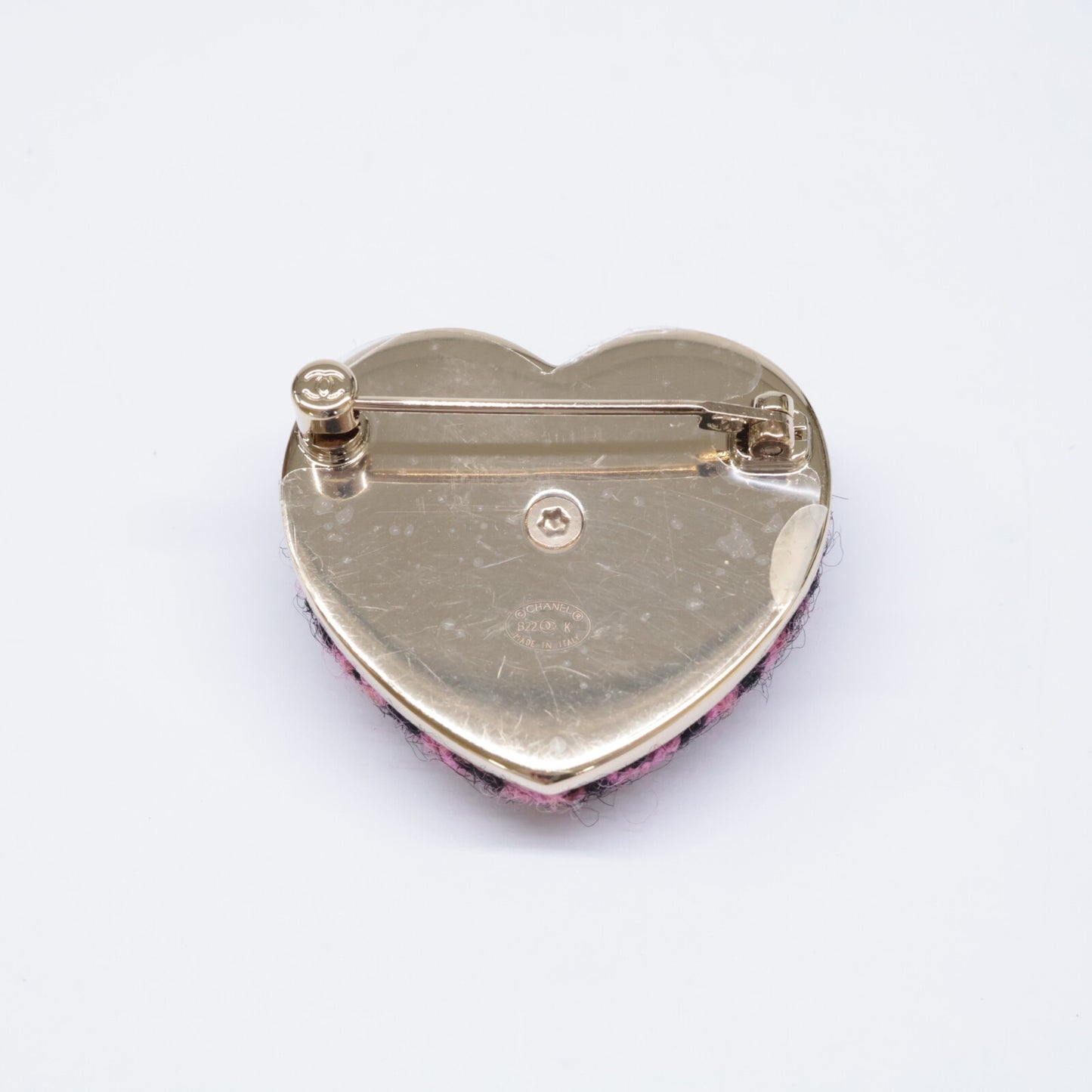 CHANEL シャネル 新品未使用 B22K ツイード ココマーク ハート ブローチ