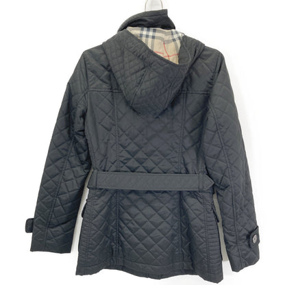 BURBERRY LONDON バーバリーロンドン 08年 ﾌﾞﾗｯｸ FS026-835-09 ｷﾙﾃｨﾝｸﾞﾌｰﾄﾞﾍﾞﾙﾄ付きｺｰﾄ コート 36