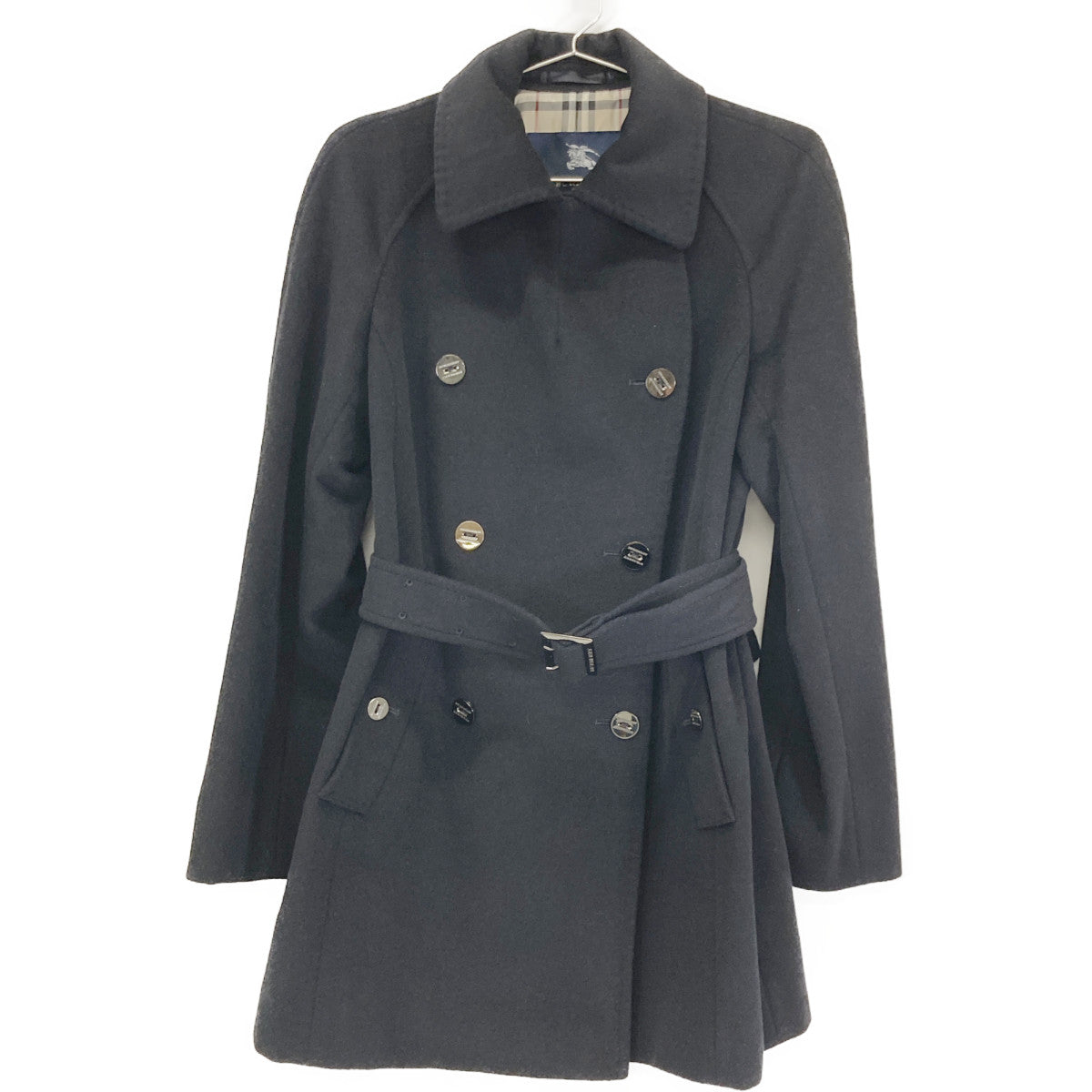 BURBERRY LONDON バーバリーロンドン ﾌﾞﾗｯｸ FN022-870-09 ｳｰﾙ×ｱﾝｺﾞﾗ ﾄﾚﾝﾁｺｰﾄ コート 36
