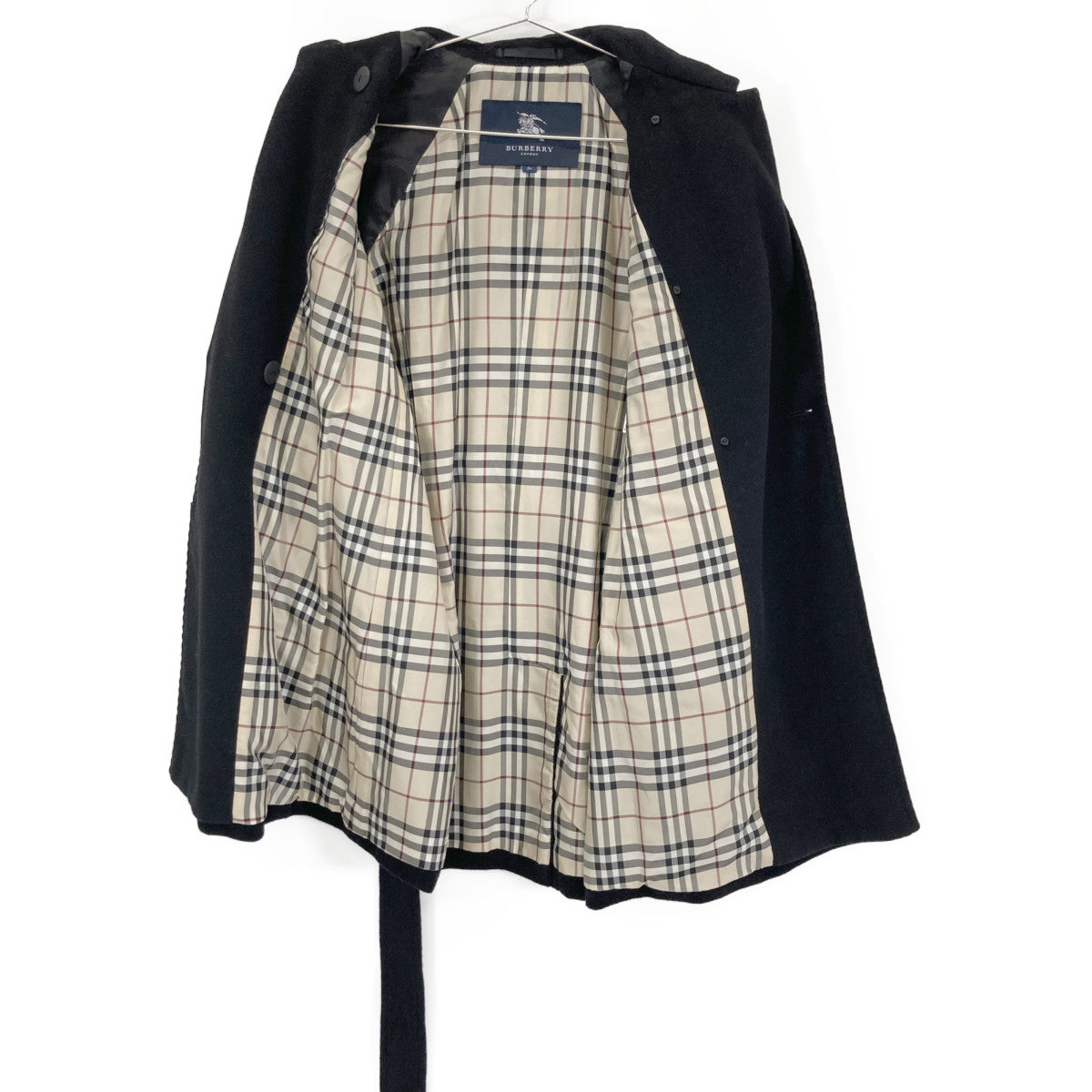 BURBERRY LONDON バーバリーロンドン ﾌﾞﾗｯｸ FN022-870-09 ｳｰﾙ×ｱﾝｺﾞﾗ ﾄﾚﾝﾁｺｰﾄ コート 36