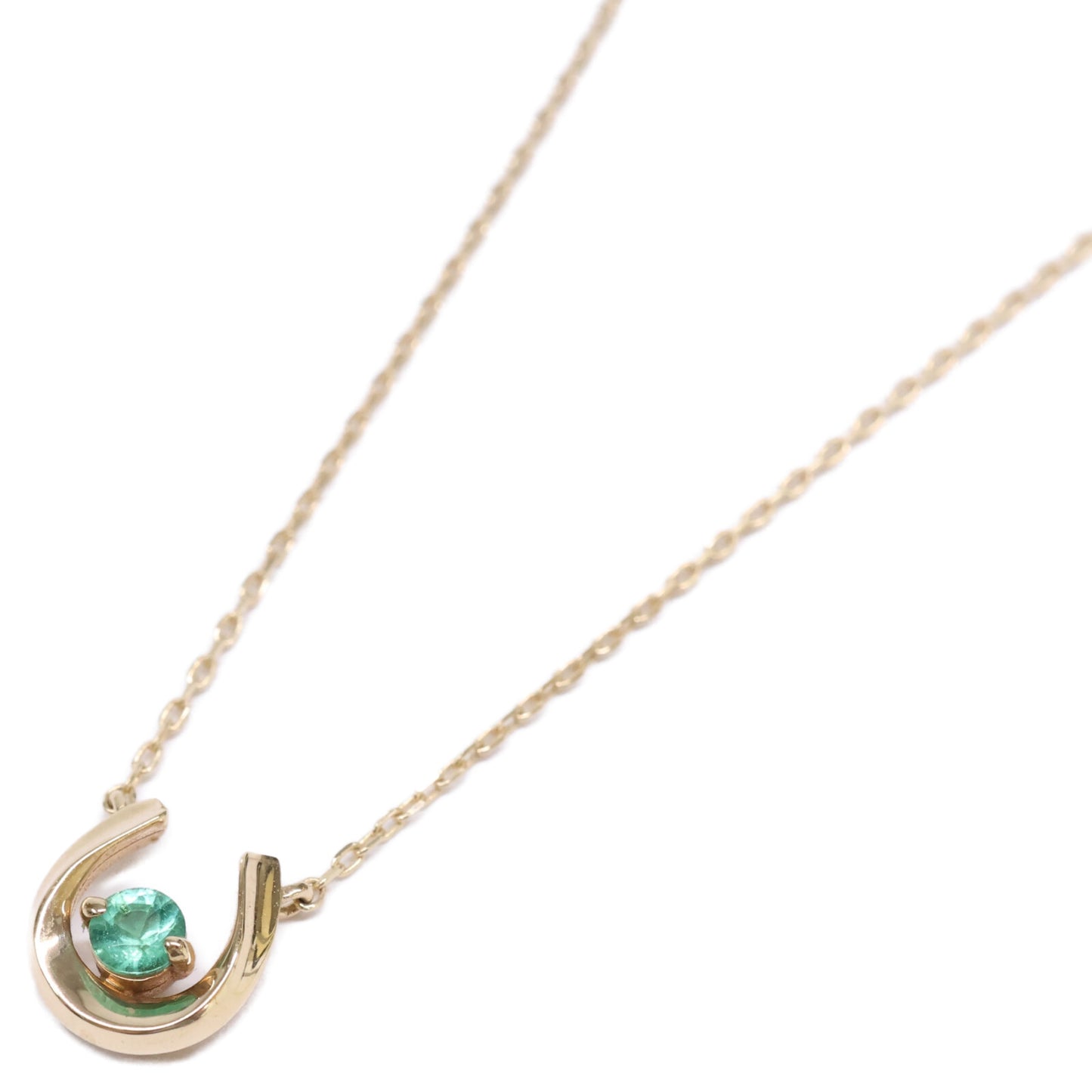 STAR JEWELRY スタージュエリー 【美品】2JN1070 K10 HORSESHOE EMERALD NECKLACE ホースシュー エメラルド ネックレス