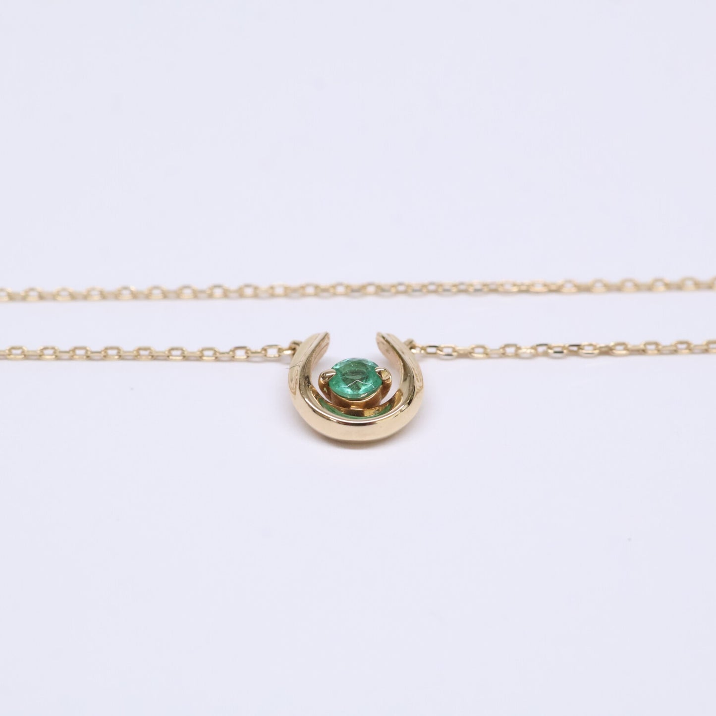 STAR JEWELRY スタージュエリー 【美品】2JN1070 K10 HORSESHOE EMERALD NECKLACE ホースシュー エメラルド ネックレス