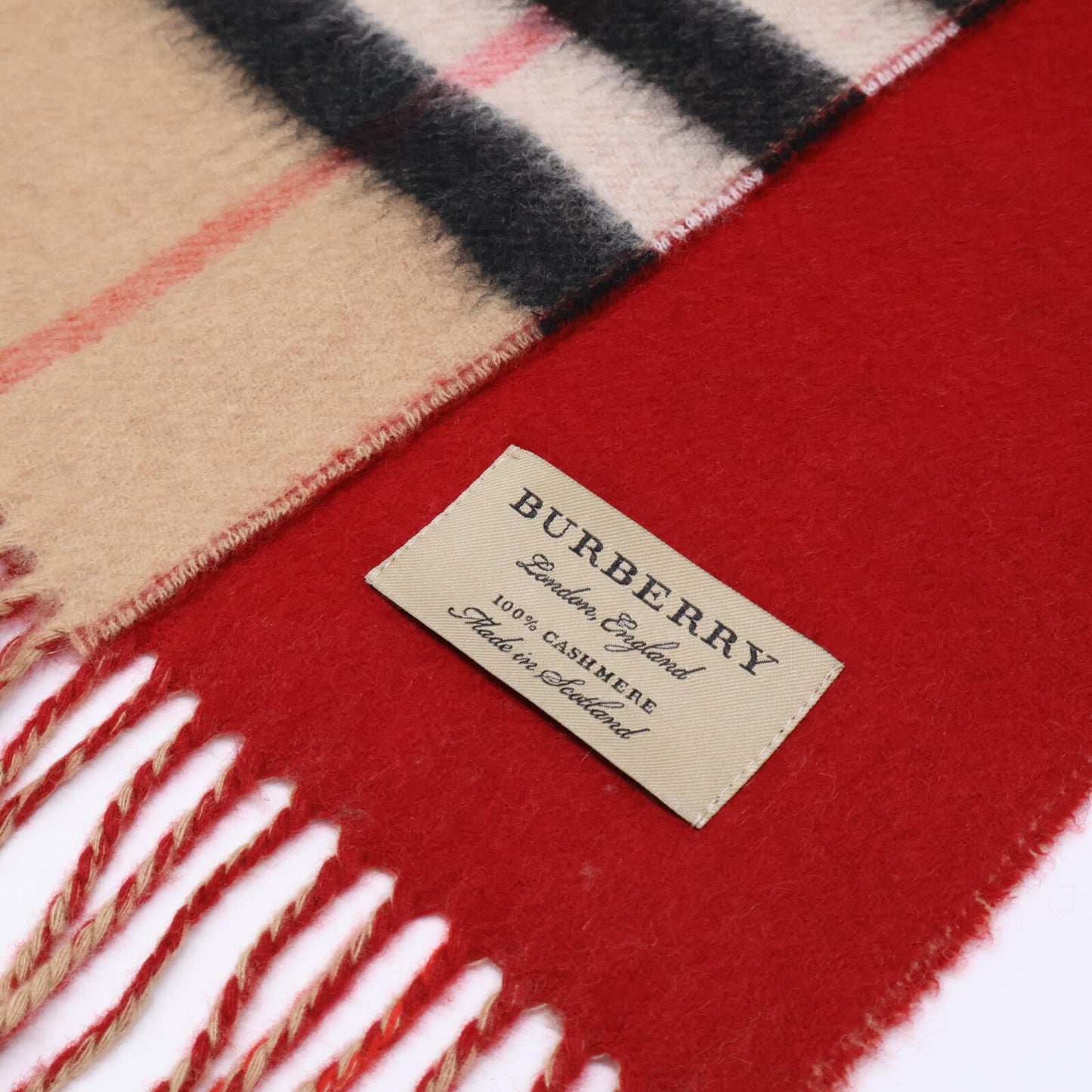 BURBERRY バーバリー 【新品同様】4043853/67B ジャイアントチェック カシミヤ フリンジ マフラー 168 x 30cm