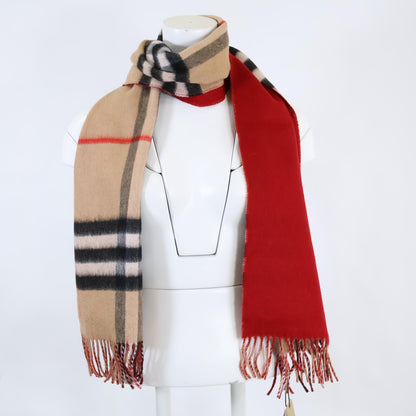 BURBERRY バーバリー 【新品同様】4043853/67B ジャイアントチェック カシミヤ フリンジ マフラー 168 x 30cm