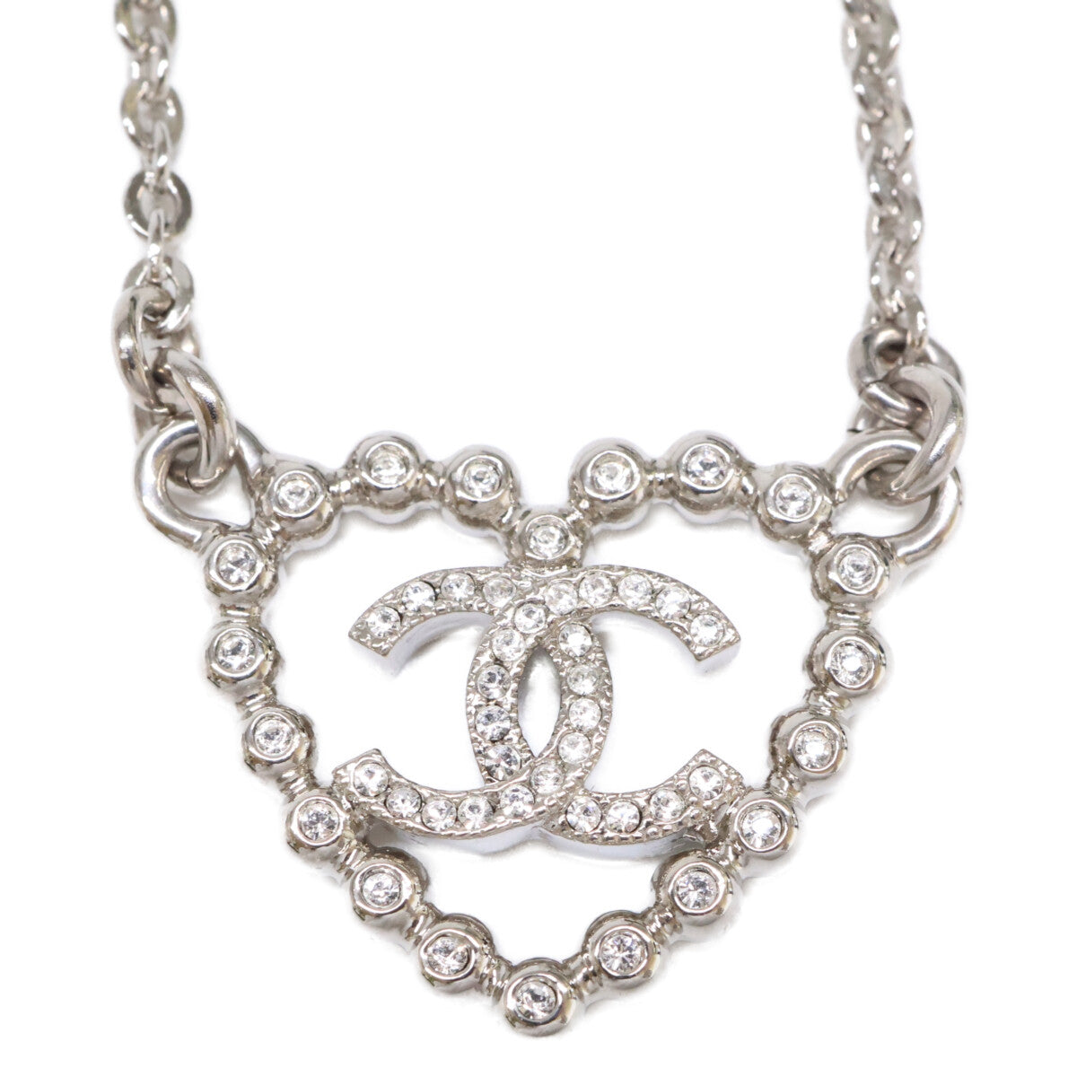 CHANEL シャネル 新品同様 C25P ABF459 B19984 ハート ラインストーンココマーク ネックレス