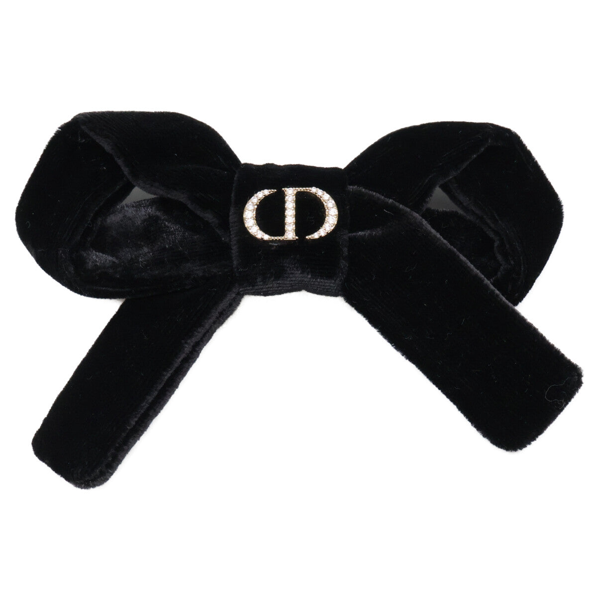 Christian Dior クリスチャンディオール 新品同様 Diorissimo ベルベット リボンバレッタ ヘアアクセサリー