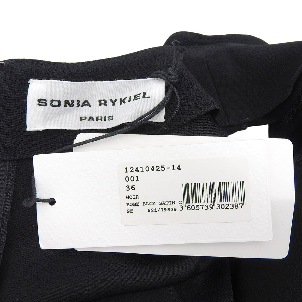 SONIA RYKIEL ソニアリキエル 未使用 バックサテン ノースリーブプリーツワンピース レディース ブラック 36 12410425-14 ワンピース 36