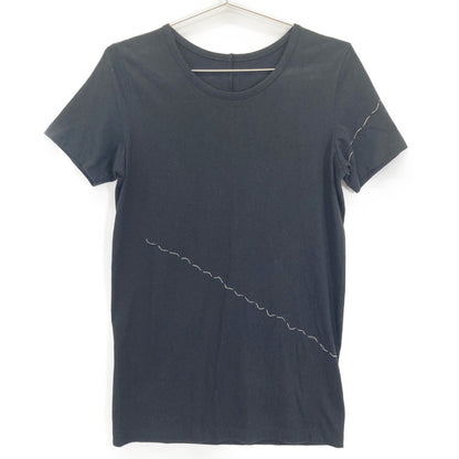 Yohji Yamamoto ヨウジヤマモト FD-T18-084 ﾌﾞﾗｯｸ ｽﾃｯﾁﾃﾞｻﾞｲﾝ ｸﾙｰﾈｯｸTｼｬﾂ トップス 2