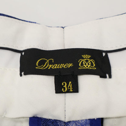 DRAWER ドゥロワー 6514-236-1301 ブルー カスリチェックジャガードパンツ ボトムス 34