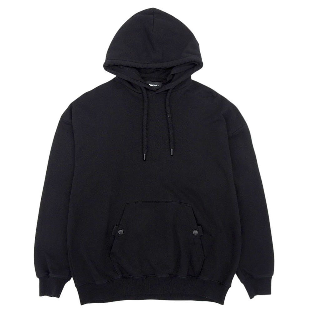 DIESEL ディーゼル コットン100% プルオーバーパーカ トップス メンズ 黒 ブラック L トップス L