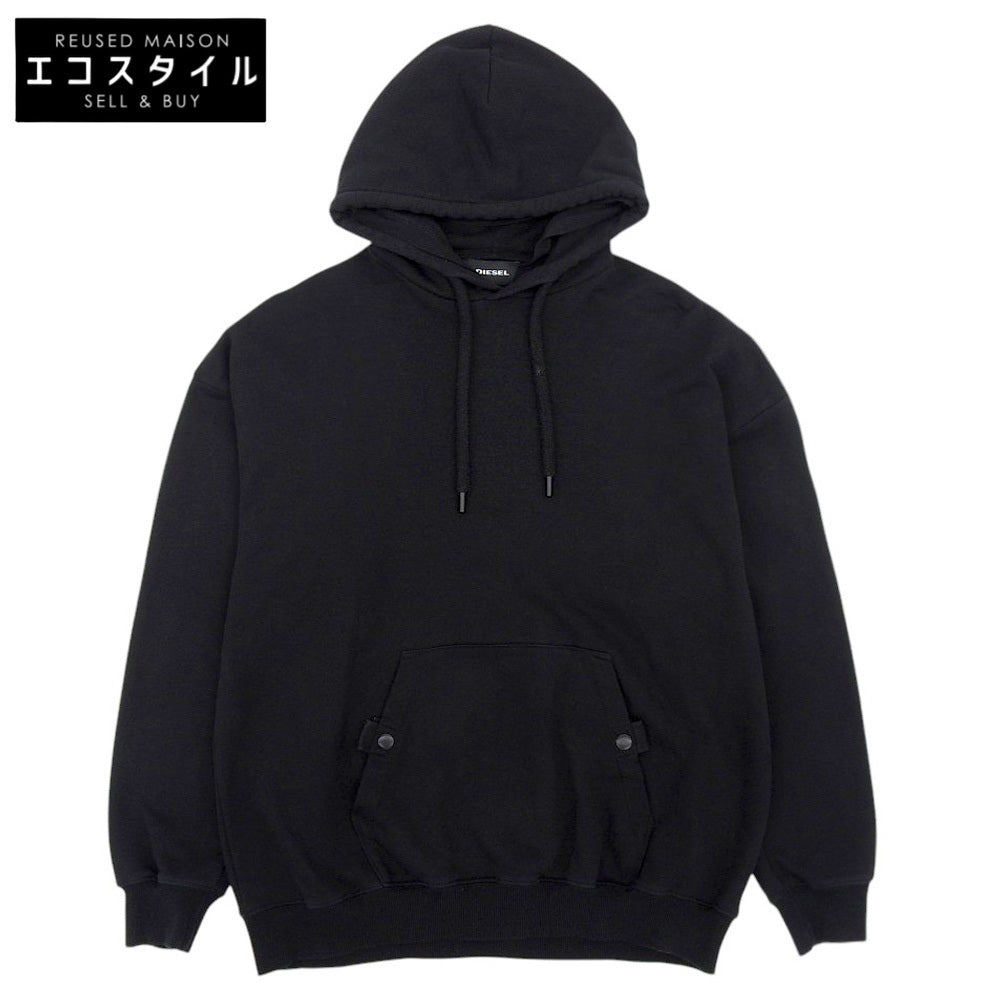 DIESEL ディーゼル コットン100% プルオーバーパーカ トップス メンズ 黒 ブラック L トップス L