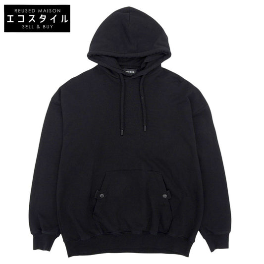DIESEL ディーゼル コットン100% プルオーバーパーカ トップス メンズ 黒 ブラック L トップス L