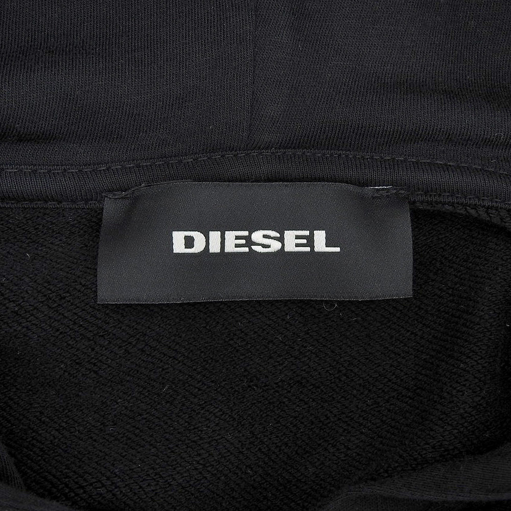 DIESEL ディーゼル コットン100% プルオーバーパーカ トップス メンズ 黒 ブラック L トップス L