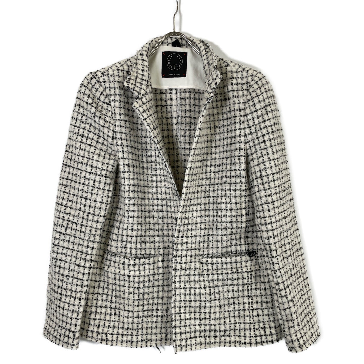 T-JACKET ティージャケット ﾎﾜｲﾄ×ﾌﾞﾗｯｸ ｳｰﾙ ｼﾞｬｹｯﾄ ジャケット M