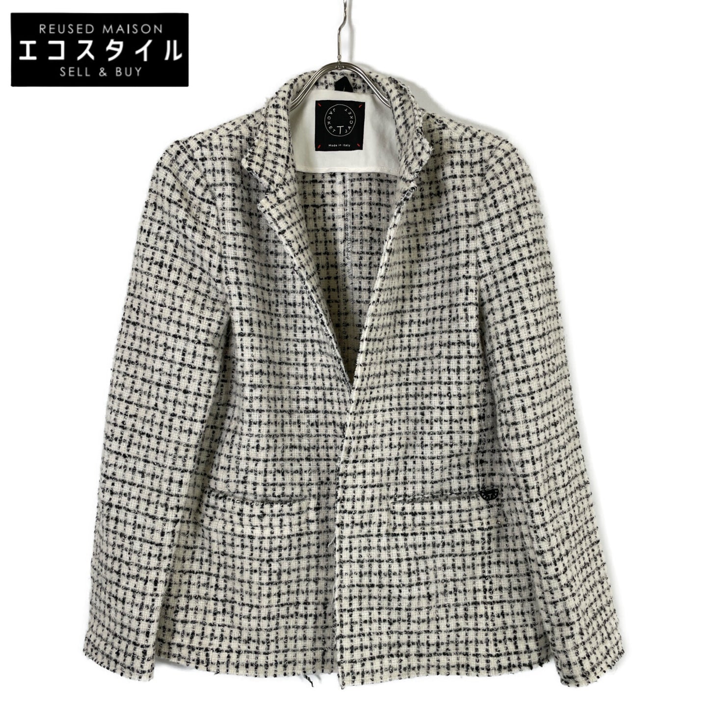 T-JACKET ティージャケット ﾎﾜｲﾄ×ﾌﾞﾗｯｸ ｳｰﾙ ｼﾞｬｹｯﾄ ジャケット M