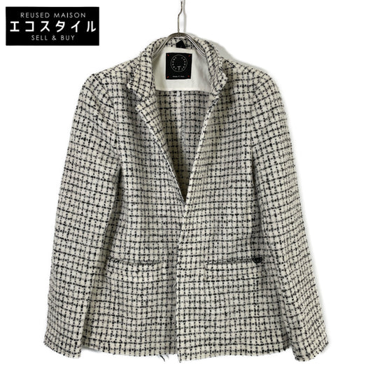 T-JACKET ティージャケット ﾎﾜｲﾄ×ﾌﾞﾗｯｸ ｳｰﾙ ｼﾞｬｹｯﾄ ジャケット M