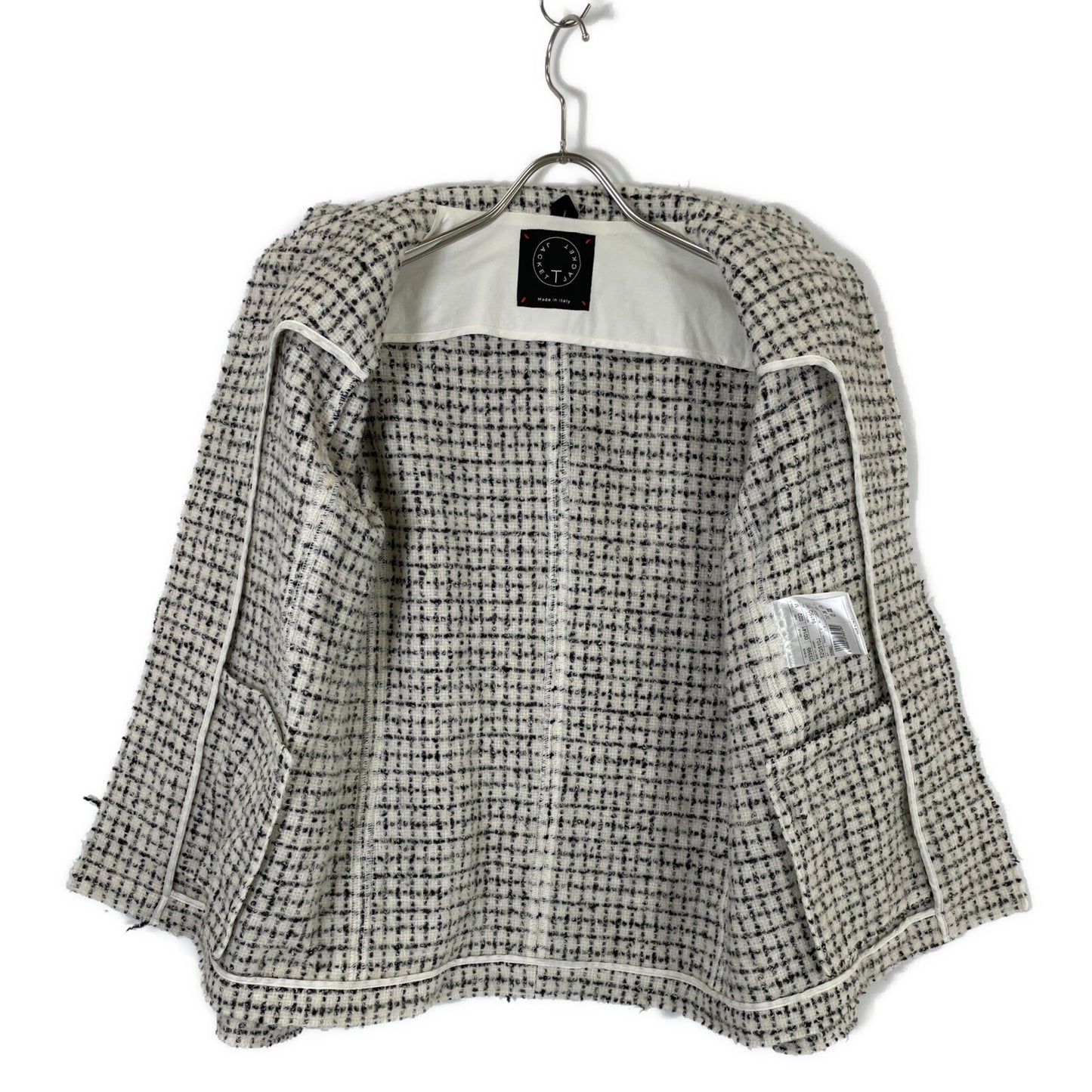 T-JACKET ティージャケット ﾎﾜｲﾄ×ﾌﾞﾗｯｸ ｳｰﾙ ｼﾞｬｹｯﾄ ジャケット M