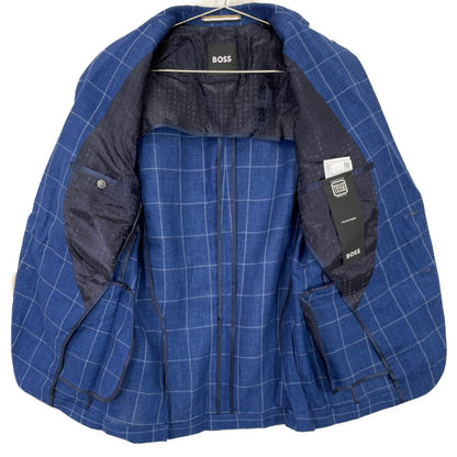 BOSS ボス 【新品同様/国内正規】50540502 ウィンドぺーン スリムフィット リネン混 テーラード ジャケット 46