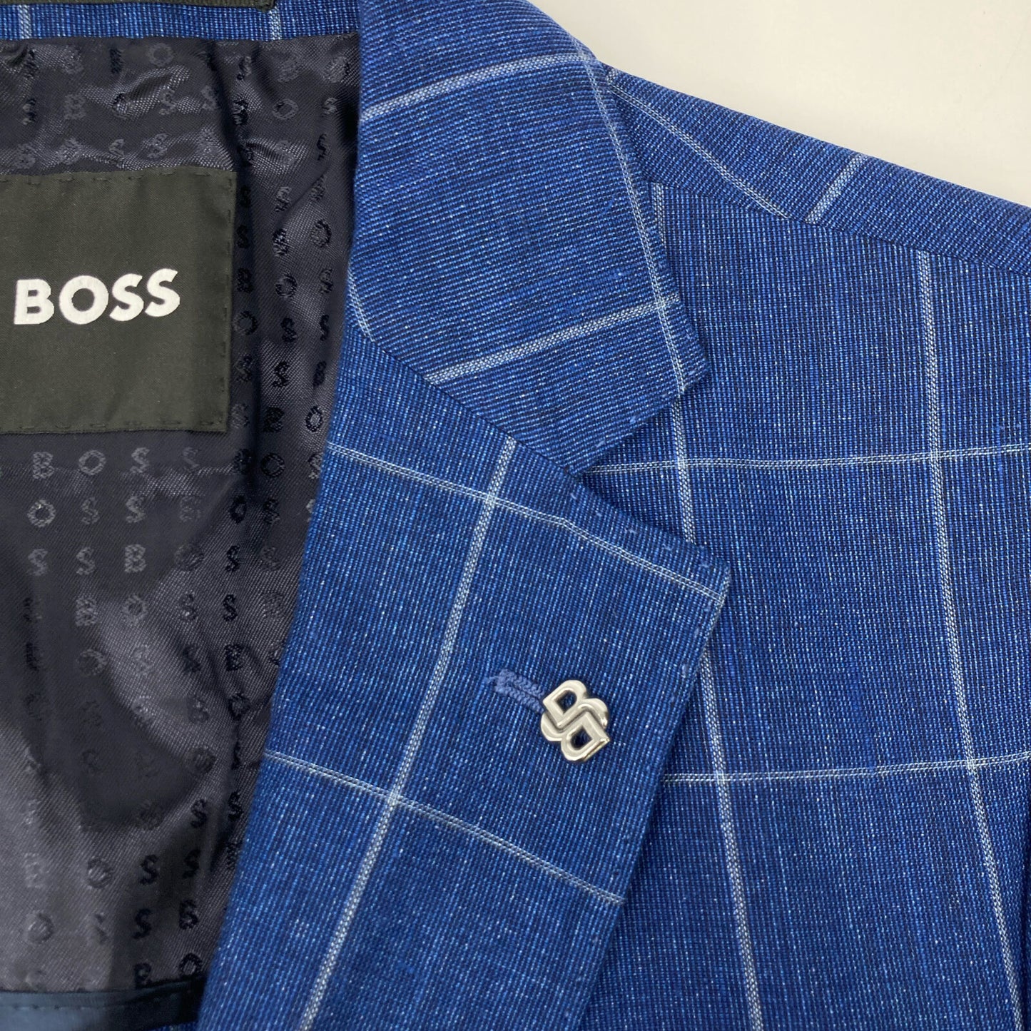 BOSS ボス 【新品同様/国内正規】50540502 ウィンドぺーン スリムフィット リネン混 テーラード ジャケット 46