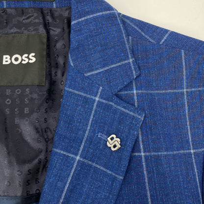 BOSS ボス 【新品同様/国内正規】50540502 ウィンドぺーン スリムフィット リネン混 テーラード ジャケット 46