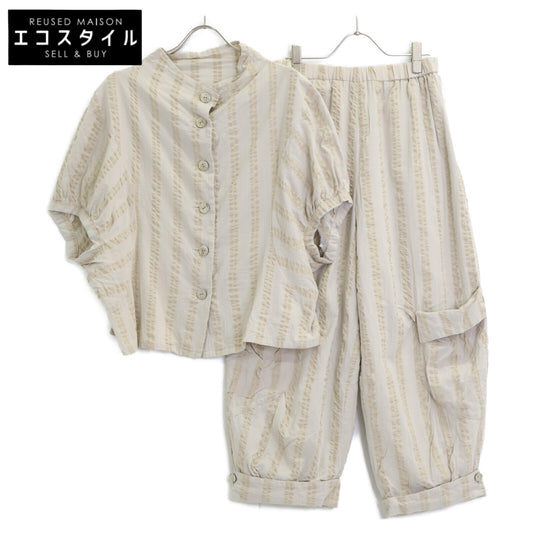慈雨 ジウ 02122295/02122297 ストライプ ブラウス&カーゴパンツ スーツ セットアップ 40