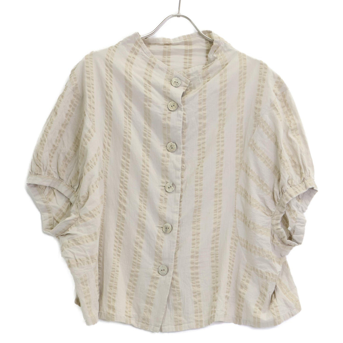 慈雨 ジウ 02122295/02122297 ストライプ ブラウス&カーゴパンツ スーツ セットアップ 40