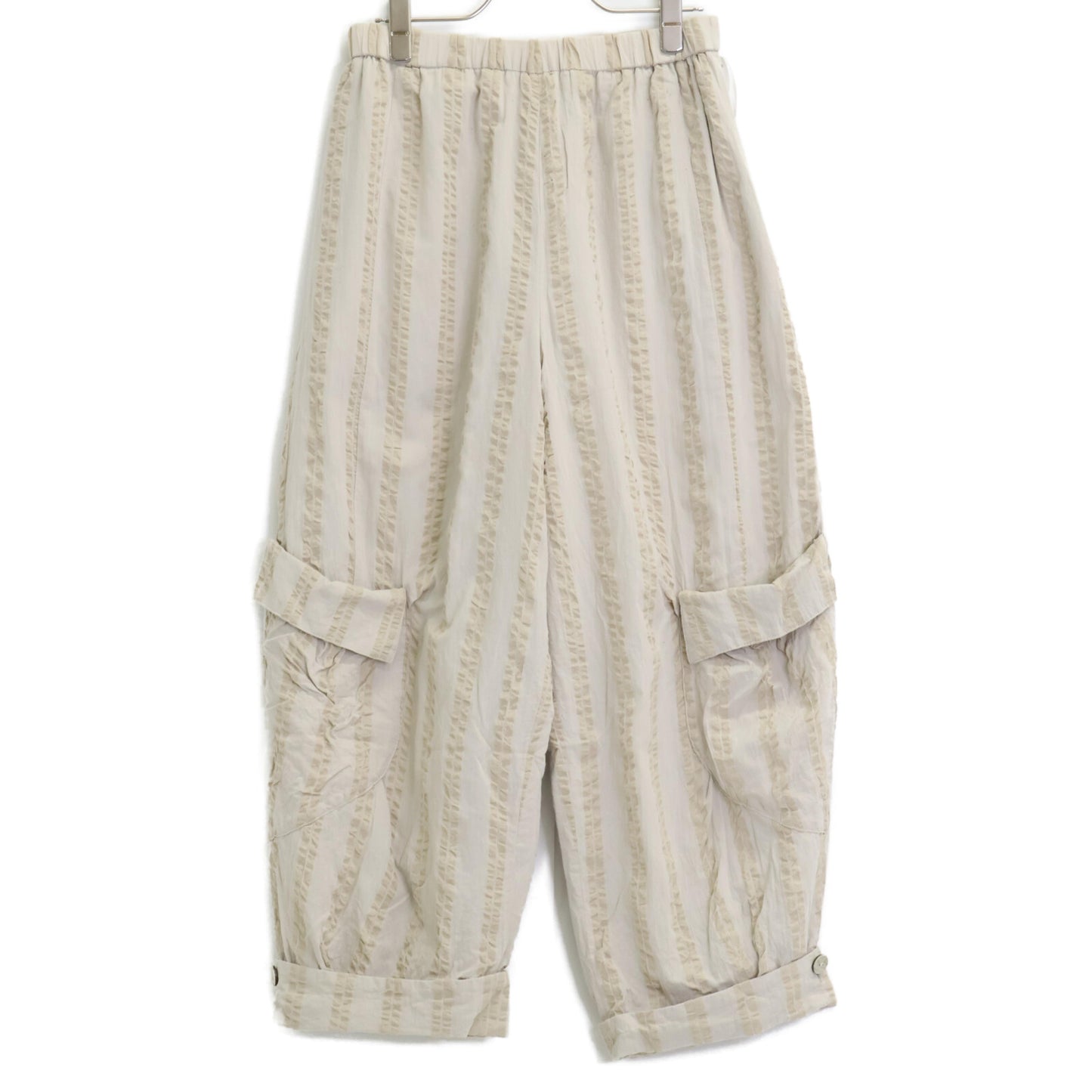 慈雨 ジウ 02122295/02122297 ストライプ ブラウス&カーゴパンツ スーツ セットアップ 40