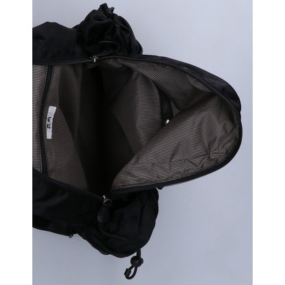 慈雨 ジウ ナイロンｘレザー ドット柄カットワークフラップ リュック バックパック