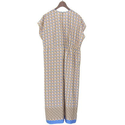 BALLSEY ボールジー 美品 コルチカムプリント カジュアルワンピース レディース ベージュ ブルー 36 ワンピース 36