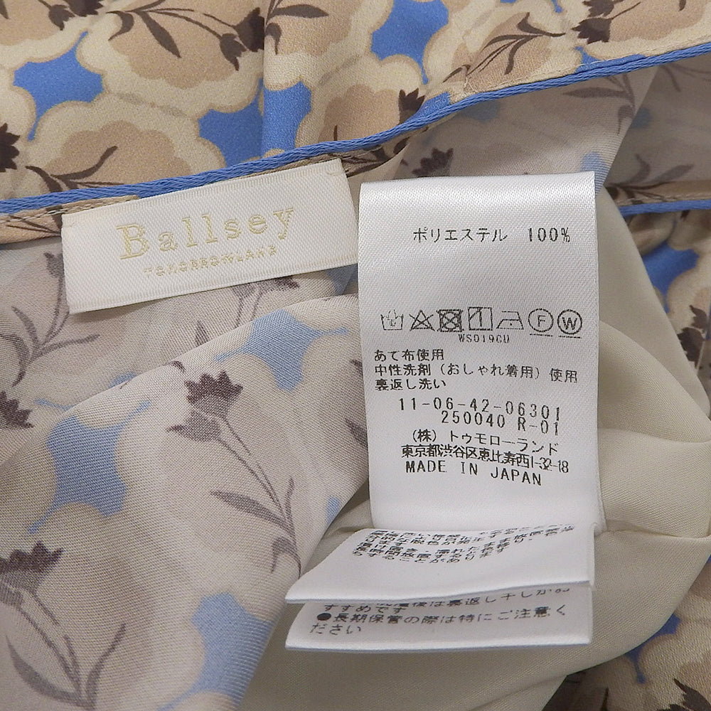 BALLSEY ボールジー 美品 コルチカムプリント カジュアルワンピース レディース ベージュ ブルー 36 ワンピース 36
