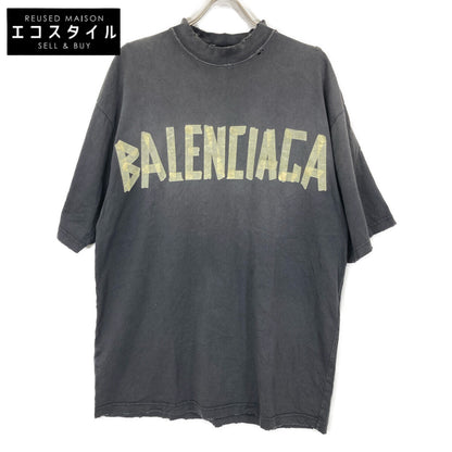 BALENCIAGA バレンシアガ 739764 ﾃｰﾌﾟﾛｺﾞ ｸﾗｯｼｭ加工 ｵｰﾊﾞｰTｼｬﾂ トップス XS