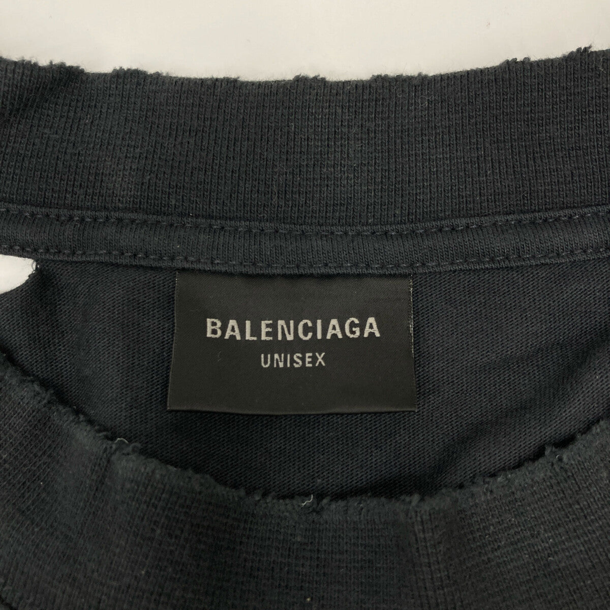 BALENCIAGA バレンシアガ 787349 ﾌﾟﾗﾈｯﾄｱｰｽ ｸﾗｯｼｭ加工 ｵｰﾊﾞｰTｼｬﾂ トップス L