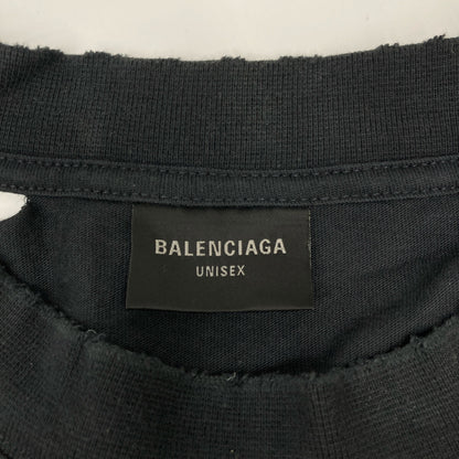 BALENCIAGA バレンシアガ 787349 ﾌﾟﾗﾈｯﾄｱｰｽ ｸﾗｯｼｭ加工 ｵｰﾊﾞｰTｼｬﾂ トップス L