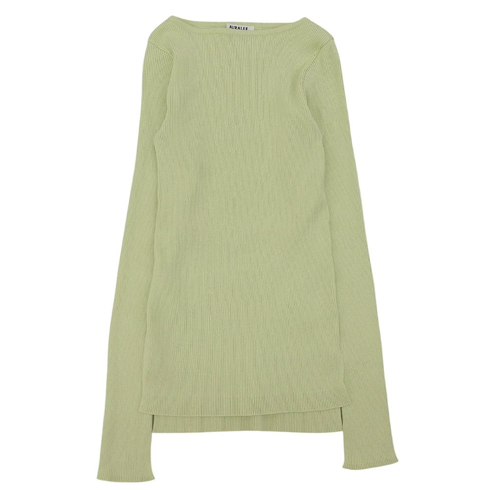 AURALEE オーラリー 美品 ボートネック リブ カットソー トップス レディース グリーン 0 A22SB01RH トップス 0